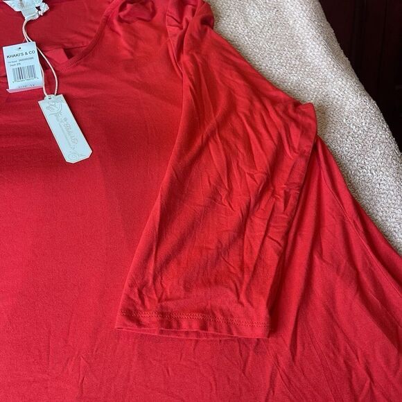 Khakis Co Women Tunic Red Boho Peasants Cottage Core Minimalist Soft ComfySz 3X - Picture 5 of 5